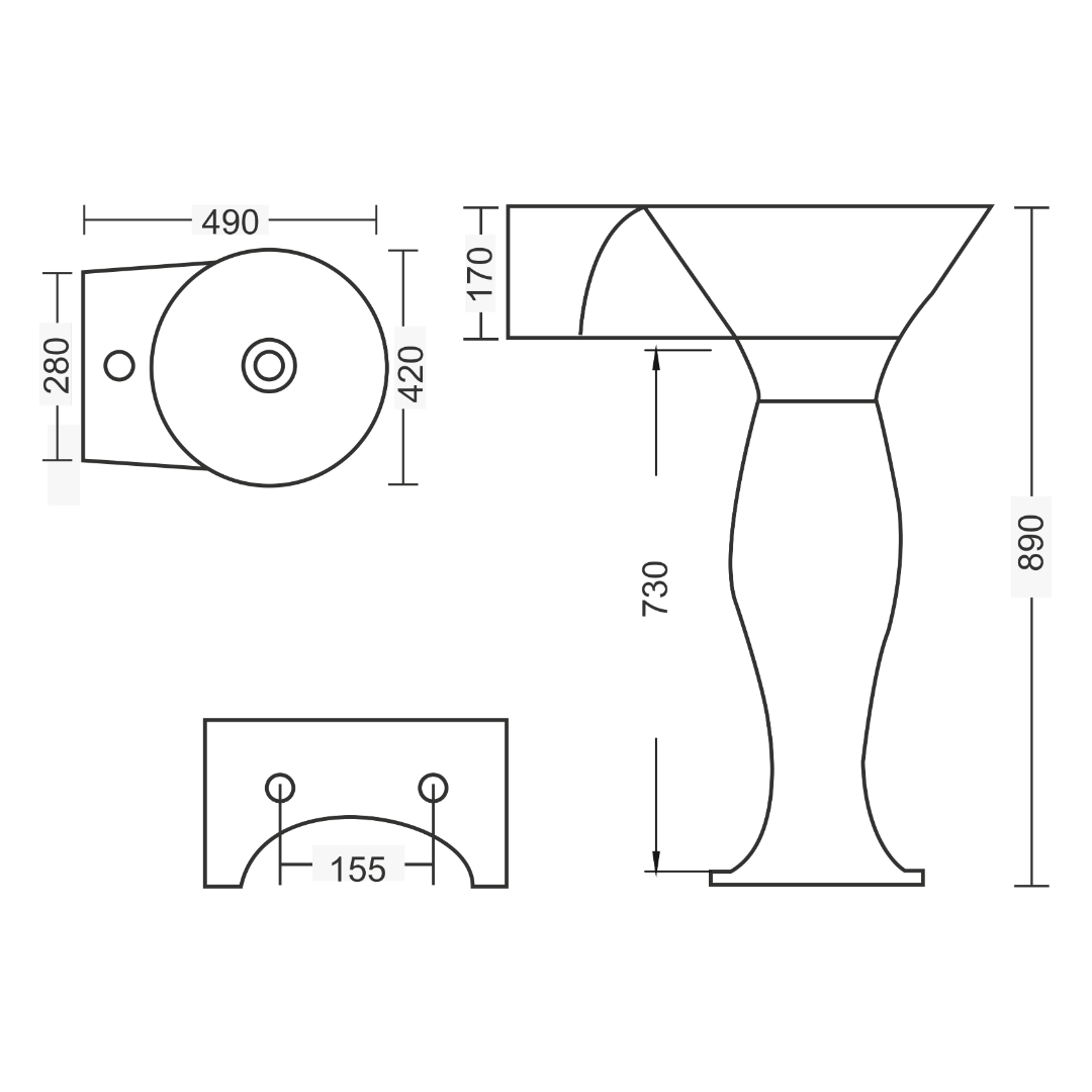 Full Pedestal Basin – Dolphin - Image 3